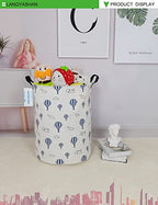 LANGYASHAN Laundry Basket Canvas Fabric Collapsible Organizer Basket for Storage Bin Toy Bins Gift Baskets Bedroom Clothes Children Nursery Hamper (Round Blue Balloon) - color: Blue Balloon