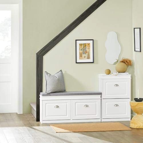 Haotian Small Shoe Cabinet, White 2 Flip Drawers Freestanding Shoe Rack, Shoe Storage Cupboard Organizer (9.45" D x 20.87" W x 32.28" H), FSR78-W - color: White, size: 2 Drawers (S)