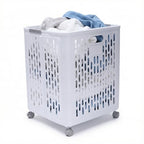 60L Collapsible Laundry Baskets, Plastic Laundry Hamper with Handles, Foldable Laundry Bin, Laundry Basket with Wheels for Laundry Room Organization, Ideal for Clothes, Towels, Blanket, White