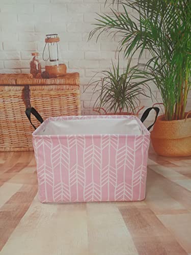 Girls Storage Basket Foldable Pink Box Baby Hamper Collapsible Organizer Bin Gift Shelf for Home and Kitchen Outdoor - color: pink arrow