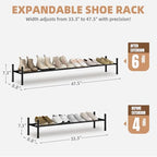 STORAGE MANIAC Long Expandable Shoe Rack, 6 Pairs Metal Wide Stackable Shoe Rack, Adjustable Shoes Shelf, Freestanding Shoes Organizer for Closet, Entryway, Hallway, Garage, Front Door, 1 Tier - size: 1-tier