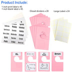 20 Pack White Clothing Rack Size Dividers Plus 45 Labels (1 Inch) and 18 Large Blank Labels, Large Rectangular Clothing Closet Dividers (Pink) - color: Pink, size: 20 PACK