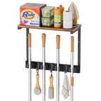 Broom Holder Wall Mount with Cleaning Supplies Organizer, Laundry Room Organization and Storage Shelves, Mop Hanger Broom Rack with Hooks, Home Improvement Kitchen Shelf Garage Organizer - size: Small
