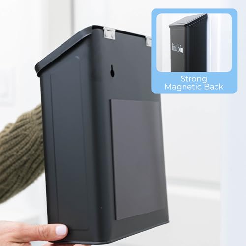 Magnetic Laundry Lint Bin for Dryer | Wall-Mounted Small Trash Can for Laundry Room | Includes Magnetic Hook & Lint Brush | Space-Saving Magnetic Laundry Trash Can | Matte Black - color: Matte Black