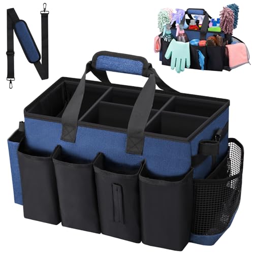 Wearable Large Cleaning Caddy Bag for Housekeeper, Clean Supply Organizer with Adjustable Shoulder, Waist & Handle Straps, Detailing Bag for Kitchen Supplies (Blue) - color: Blue
