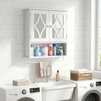 RoyalCraft Bathroom Wall Cabinet with Mirror, Over the Toilet Storage Cabinet with Towel Rack and Adjustable Shelf, Large Bathroom Medicine Cabinet Wall Mount 22x25 inch (White) - color: White