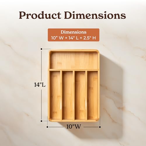 SMIRLY Silverware Drawer Organizer – Bamboo Kitchen Drawer Organizer, Adjustable Utensil Holder and Cutlery Tray, Drawer Dividers for Flatware and Kitchen Utensils - size: 5 Slot