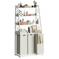 Herture Laundry Basket, 3 Section Laundry Hamper with 4 Tiers Shelf, Pull-Out and Removable Laundry Bags, Large 3 x 15.87 Gallons, for Laundry Room Bathroom White PF05XLW - color: White, size: 3 Bags-180 L