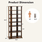 COSTWAY 7 Tiers Shoe Rack, Double Rows Vertical Tall Narrow Patented Shoe Organizer, Free Standing Shoe Rack for Small Space, Entryway, Closet, Living Room, Bedroom (Rustic Brown) - color: Rustic Brown