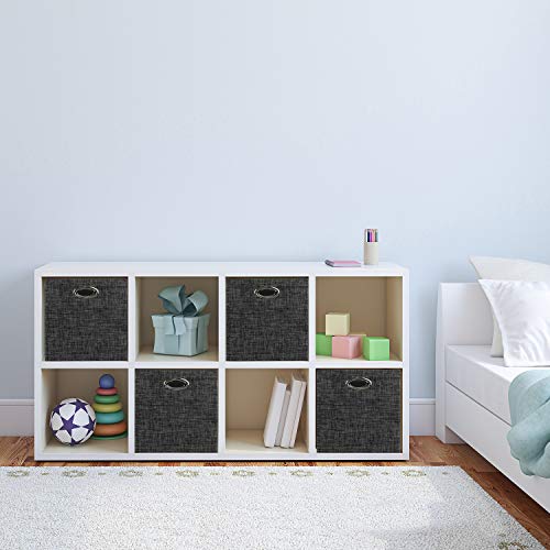 Posprica Storage Cubes,12×12 Storage Bins,Foldable Storage Baskets Fabric Drawers Containers for Shelf Cabinet Bookcase,Thick and Heavy Duty (4pcs, black) - color: Black, size: 12×12×12/4pcs