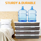 Beeveer 4 Pcs Plastic Under Bed Storage Container with Double Opening Lid Wheel Handle, Transparent Large Capacity Stackable Latching Festival Storage Bin for Closet Bedroom, 31.5x15.8x5.2 In(Brown) - color: Brown