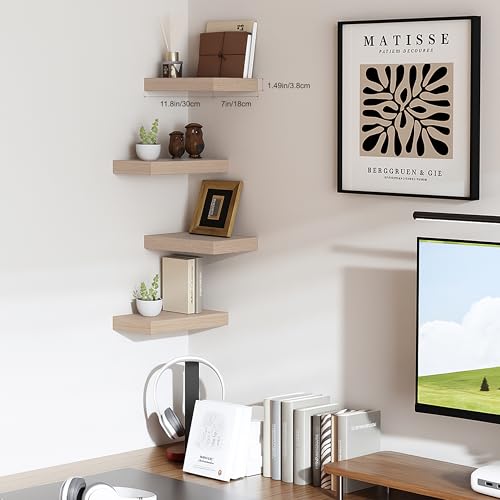 Floating Shelves for Wall, Bathroom Shelves Over Toilet, Wall Shelves & Book Shelf for Room, Hanging Shelf, Modern Wooden Wall-Mounted Small Floating Shelves, 12x7x1.5 in (Oak, Set of 2) - color: Oak, size: 12"(set of 2)