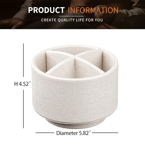 TV Remote Control Holder for Table, 360 Swivel Pen Holder for Desk Organizers and Accessories, Nightstand Organizer Caddy for Media Controllers/Office Supplies, Bedside Decorations for Living Room - color: Beige
