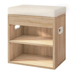 YMYNY Small Shoe Storage Bench with Cushion and Drawer, 2 Tier Adjustable Entryway Bench with Storage, Wooden Shoe Rack Bench for Entryway, Living Room, Hallway, Bedroom, Light Natural, HSC002R - color: Light Natural