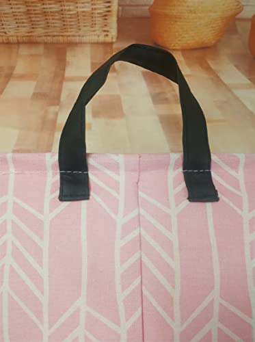Girls Storage Basket Foldable Pink Box Baby Hamper Collapsible Organizer Bin Gift Shelf for Home and Kitchen Outdoor - color: pink arrow