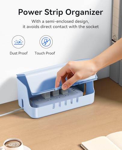 ORICO Cable Management Box with Phone Stand Lid, Large Cord Organizer Case for Hiding Power Strips & Surge Protectors, Heat Dissipation Desktop Wire Hider for Home, Office, School - PB02 - color: Blue