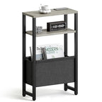 Narrow Side Table, Slim End Table with Magazine Rack, Bedside Table for Small Spaces, 3 Tier Sofa Couch Table Nightstand for Living Room, Bedroom, Oak Grey LET503Q - color: Oak Grey