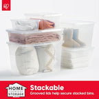 IRIS USA 4-Pack Storage Bins with Lids, 25 Quart, Clear Stackable Containers Box Organize Shoes Closet Shelves Clothes Blankets Towels - BPA-Free Plastic - size: 25 Qt, style: 4 Pack