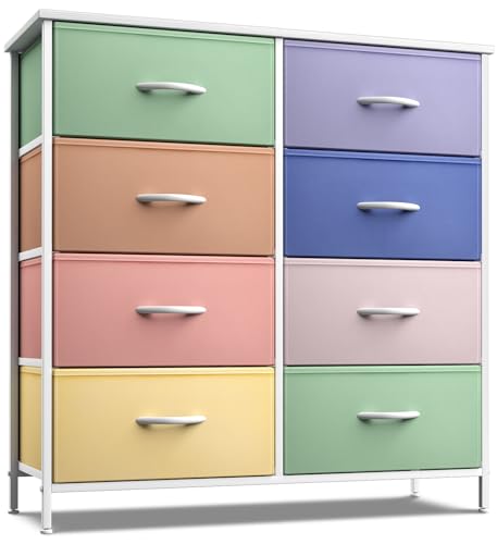 Sorbus Kids Dresser with 8 Drawers - Furniture Storage Chest Tower Unit for Bedroom, Hallway, Closet, Office Organization - Steel Frame, Wood Top, Tie-dye Fabric Bins (Pastel 2) - color: Pastel 2, size: 8 Drawer