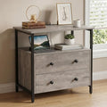 Edbuosy 27 inch Wide Night Stand with Charging Station, Bedside Table with Open Shelf, 2 Drawers Small Wood Dresser, Modern Wood Nightstand for Bedroom/Living Room (Rustic Gray) - color: Rustic Gray, size: 2 Drawers