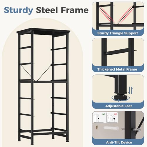 DUMOS 6 Drawers Dresser for Bedroom with Wheels, Fabric Storage Cabinet Organizer with Removable Fabric Bins, Sturdy Steel Frame for Living Room, Office, Entryway, Closets, Black - color: Black, size: 11.8"D x 15.7"W x 39.4"H (6 Drawers)