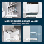 FURSUN Fluted Makeup Vanity Desk with HD 3 Way Mirror and Lights, 51" Large Corner Vanity Table with Charging Station, Dressing Table with 4 Drawers & 2 Storage Cabinets for Bedroom, White - size: 20.0"D x 51.2"W x 56.3"H, style: White