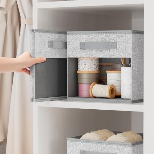 DIMJ Storage Cubes, Cube Storage Bin, 10 Pack Foldable Cubes with Window, Closet Oganizer Boxs with Handle, 12.2x 12.2 inch Storage Organizer for Clothes, Toys, Books - color: Blended Gray, size: 12.2 Inch.- 10 Pack