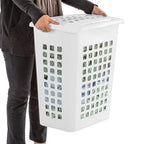Sterilite Rectangular LiftTop Laundry Hamper with Lid, Handles to Easily Carry Clothes Between the Laundry Room and Bedroom, Plastic, White, 16-Pack - size: 16 Pack