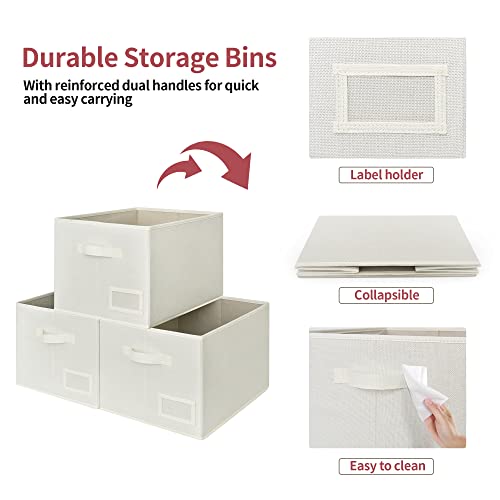GRANNY SAYS Cloth Storage Bin with Label Holder, Closet Organizers and Storage Shelves, Sweater Storage Boxes for Closet Room, Storage Baskets for Organizing, Pearl White, Large, 3-Pack - color: Pearl White, size: Large