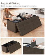GLAXYFUR 43 Inches Folding Storage Ottoman Bench, Storage Chest, Footrest for Entryway, Living Room, Holds up to 660 lb, Brown - color: Brown