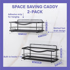 KINCMAX Iron Shower Caddies - Self Adhesive Bathroom Shelves for Showers - Wall Organizer Shampoo Holder Shelf - Peel and Stick On Caddy Bath Tub Rack - Pack of 2 Holders - Black - style: 2-Pc Caddies - Wavy, Black