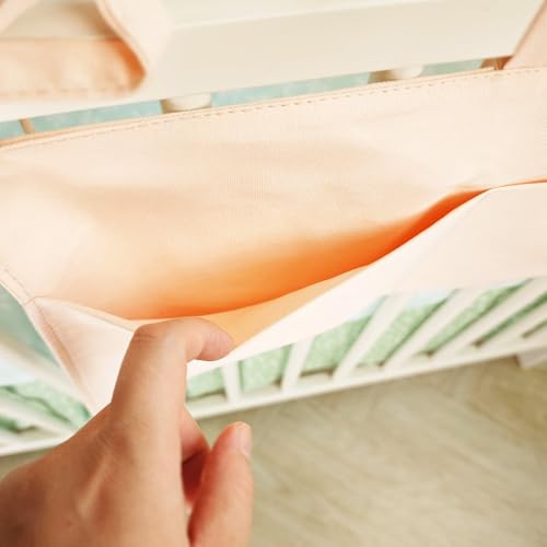 Baby Bedside Bag - 2 Pockets Crib Organizer Hanging for Crib,5 Colors Selection -Baby Toys Storage High-Capacity Baby Hanging Organizer (Apricot color) - color: Apricot color