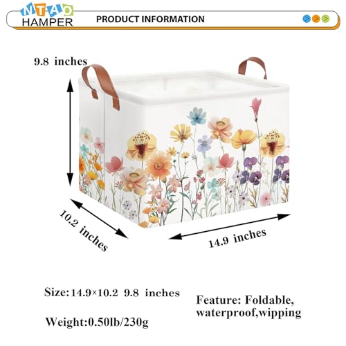 NTAOHAMPER Boho Flower Nursery Basket ,Fall Wildflower Storage Bin with Handles for Your Baby and Lover to Load Your Love into it(Flower) - color: Flower
