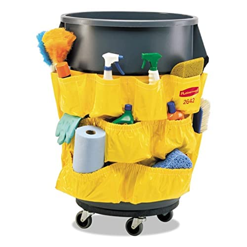 Rubbermaid Commercial Products Supply Organizing Caddy for Brute Trash Cans Yellow Tool Organizer Storage for Spray Bottles/Paper Towels/Gloves/Scrub Brush 1 Count - size: 1 Count (Pack of 1)