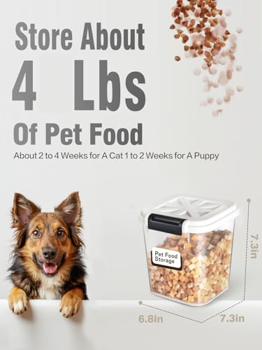 LivLab Mker Pet Food Storage Container, 5 lbs Dog Cat Treat Storage Bin with Lid, Dry Food Storage for Dog Treats, Cat Food, Cereal, Rice, Birds (4 lbs) - White - color: 2KG-White