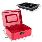 KYODOLED Medium Cash Box with Combination Lock Safe Metal Money Box with Money Tray for Security Lock Box 7.87"x 6.30"x 3.54" Red Medium - color: Red, size: Medium