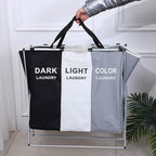 TEEM 3-Section Laundry Basket Organizer, Foldable Hamper with Dividers, 150L Large Capacity, Waterproof 600D Oxford Fabric, Freestanding Lightweight Clothes Sorter Bedroom, Dorm, Bathroom (24x15x26in)
