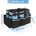 SCAVATA Wearable Cleaning Caddy, Cleaning Caddy Supplies Organizer with Handle & Shoulder Straps for Housekeepers, Under Sink & Car Cleaning Tool Organizers Bag with 4 Foldable Divider (Blue) - color: Blue