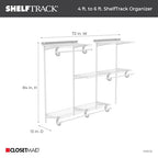 ClosetMaid ShelfTrack Wire Closet Organizer System, Adjustable from 4 to 6 Ft., With Shelves, Clothes Rods, Hardware, Durable Steel, White - color: White, size: 4 ft to 6 ft