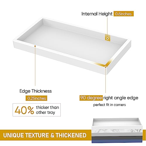 EG-SIPRO Silicone Bathroom Tray, Thickened Shatterproof Rectangle Vanity Tray for Counter, Soap Dispenser Tray - Small 7.8 * 3.9 in - White Marble Pattern - color: White, size: Small-7.8*3.9 in
