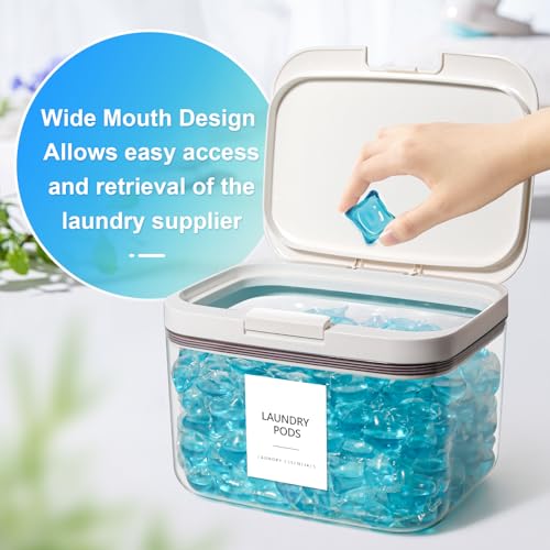 Laundry Pods Container, 1 Pack 2.96 qt. / 95 fl oz Powder Holder Dispenser for Laundry Room Organization Decor, Plastic Pod Beads Detergent Containers for Storage - size: 94 fl oz