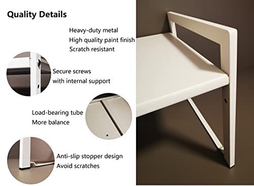 Expandable Cabinet Shelf Organizer 16-26" L Stackable Kitchen Counter Shelf Rack Stand Sink Riser Countertop Storage White (Wide 10.6”D) - color: White, size: 10.6"D (wide) - 1 Pack