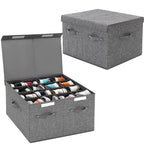 2 Pack Shoe Storage Box Fits 32 Pairs, Large Shoe Organizer with Lid and Adjustable Dividers for Closet, Shoes, Sneakers and High Heeled, Foldable and Stackable (Grey) - color: Grey