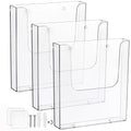 Suwimut 3 Pack Acrylic Brochure Holder, 8.5 x 11 Inch Brochure Holder Wall Mount, Clear Literature Organizer Pamphlet Flyer Display Plastic Magazine Holders for Wall
