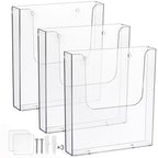 Suwimut 3 Pack Acrylic Brochure Holder, 8.5 x 11 Inch Brochure Holder Wall Mount, Clear Literature Organizer Pamphlet Flyer Display Plastic Magazine Holders for Wall