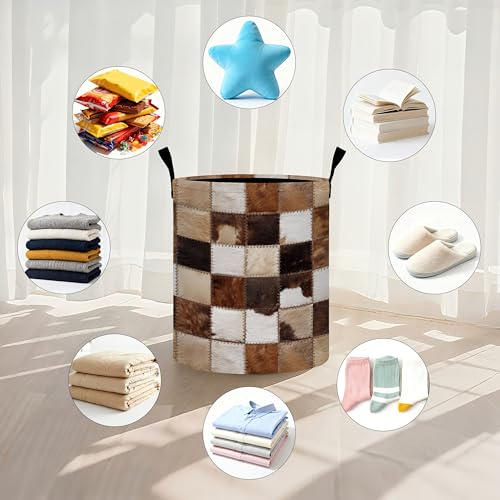 Cow Laundry Basket Storage Bin Foldable Laundry Hamper Clothes Storage Bucket Organizer 19.6x15.7 Inch For Laundry Room/Bedroom/Bathroom - color: Cow
