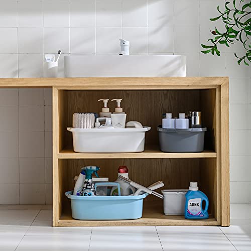 ALINK Large Plastic Shower Caddy Tote, Portable Storage Caddy Basket Organizer with Handle for Dorm, Bathroom, Tool, Garden, Kitchen, Cleaning Supplies – Blue - color: Blue