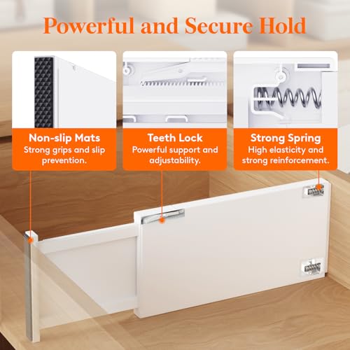 Lifewit 5 Pack 6" High Drawer Dividers 34-56cm/13.5-22" Adjustable Drawer Organizer for Clothes/Utensils, Expandable Drawer Separator in Dresser/Kitchen/Bedroom/Office Organization & Storage White - size: 6"H, 13.5-22"L