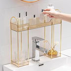 YCIA&DONE Bathroom Countertop Organizer Over The Faucet, Narrow Counter Organizers Above Sink, Table Mounted Faucet Sink Shelf for Kitchen, Toilet, Laundry(Amber Gold) - color: Amber Gold