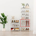 4-Tier Small Shoe Rack, Metal Stackable Kids Shoe Shelf Storage Zapateras Organizer,Narrow Shoe Rack Sturdy for Closet Hallway Entryway Living Room Bedroom (White) - size: 4-White